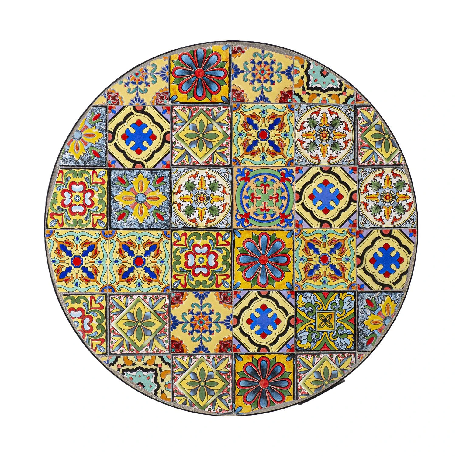 Home4You Stalas MOROCCO D60xH71cm, rėmas: metalinis, juodas, stalviršis: spalvotas, su mozaikos motyvais