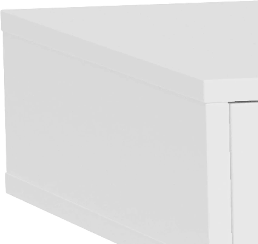 Home4You Stalas NEPTUN su 3 stalčiais, 110x50x77 cm, medžiaga: melaminas, spalva: balta, kojos: juodo metalo