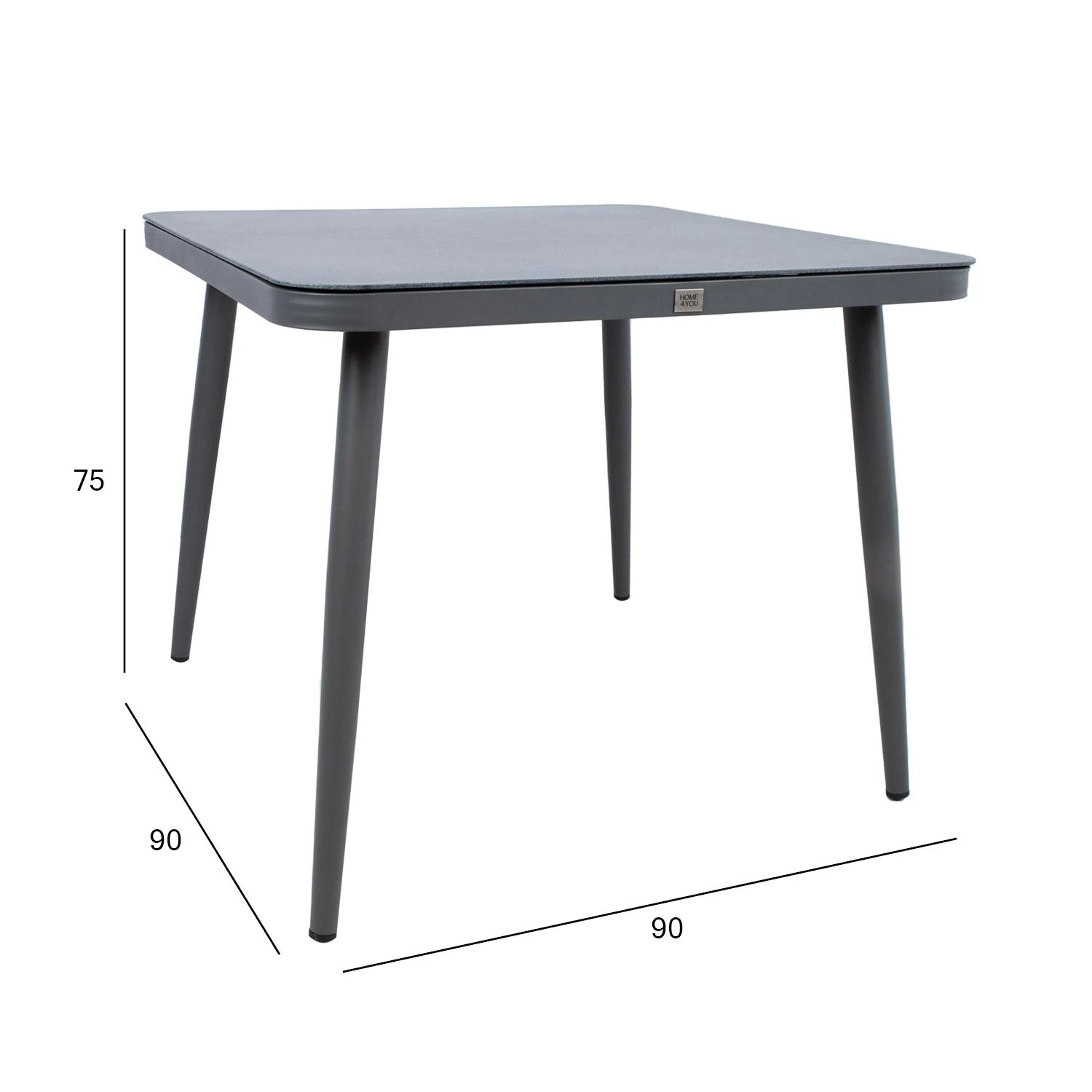 Home4You Stalas ANDROS 90x90xH75cm, pilkas