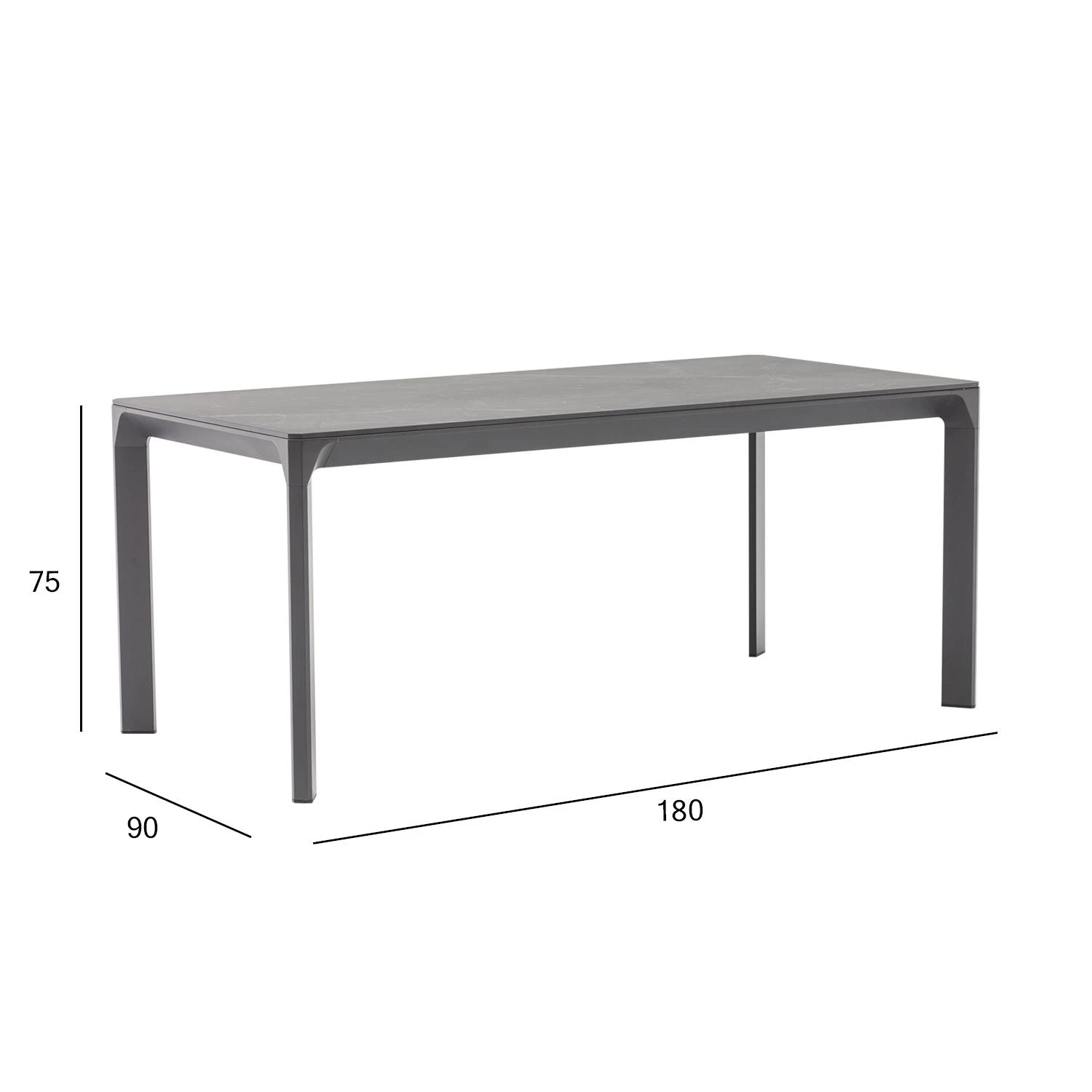 Home4You Stalas CARVES 180x90xH75cm, antracito spalvos