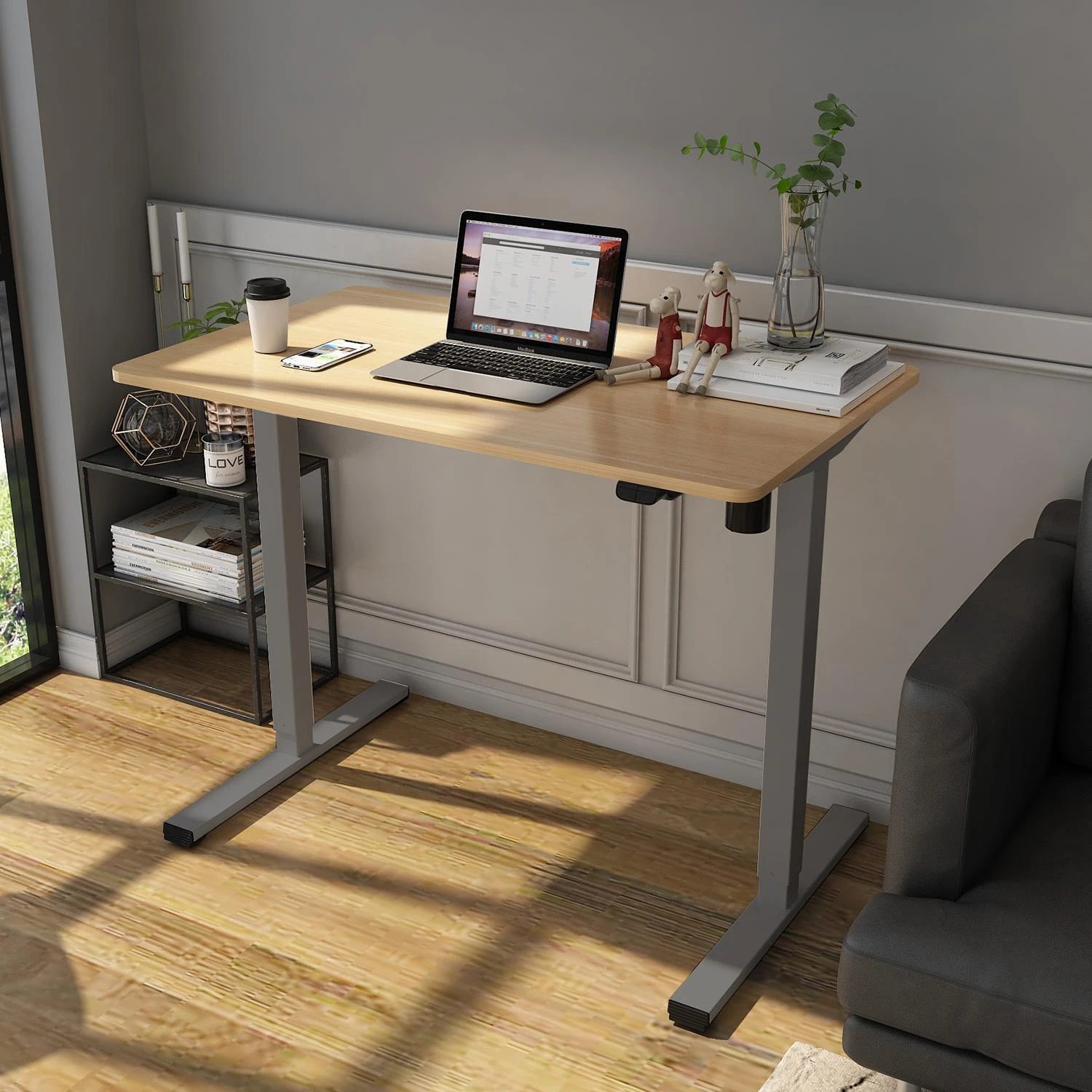 Home4You Stalo rėmas ERGO OPTIMAL reguliuojamas elektra, vienas variklis, sidabro pilka spalva