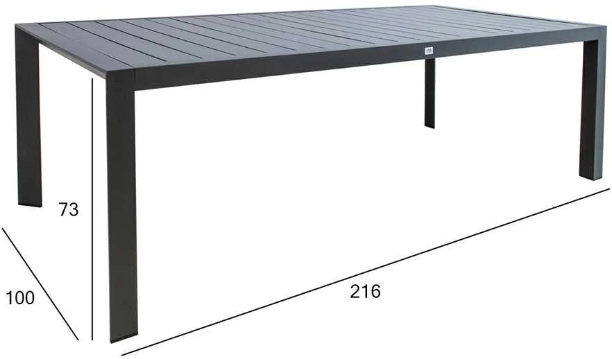 Home4You Table TOMSON 216x100xH73 cm, dark pilkas