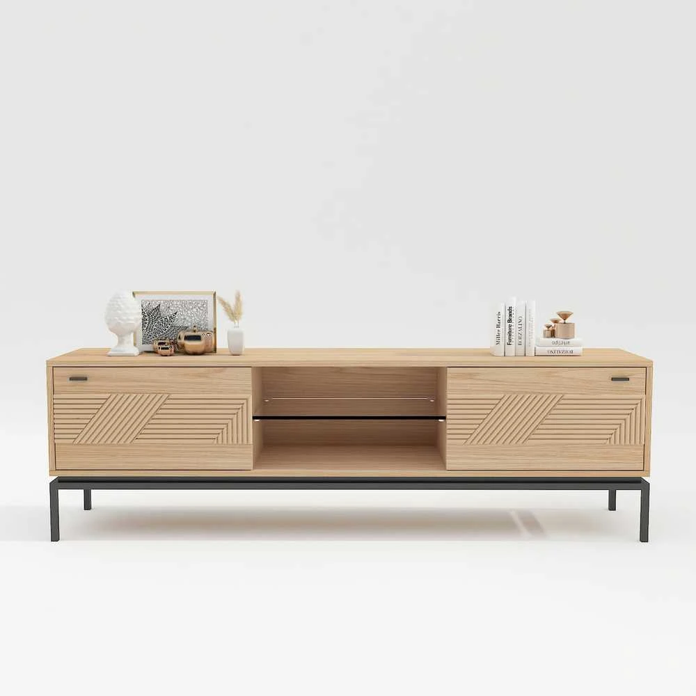 TV staliukas Home4You Televizoriaus stalas CINDY 180x40xH55cm, MDF ąžuolas