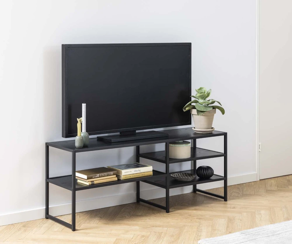 TV staliukas Home4You Televizoriaus stalas „Seaford“, juoda