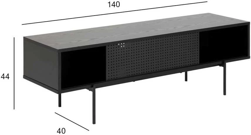 Home4You TV staliukas ANGUS 140x40xH44cm, juodas