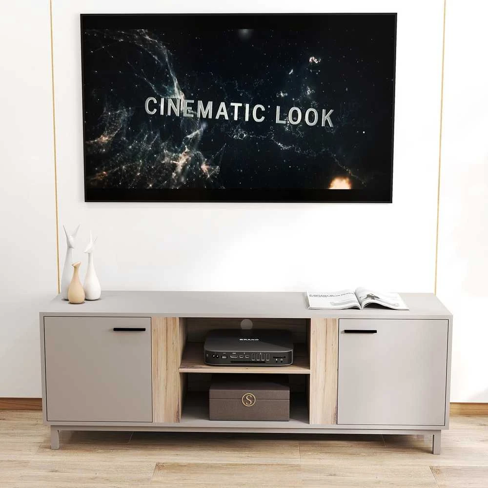 Home4You TV staliukas CLEO 150x40xA53cm, pilkšvai rudas