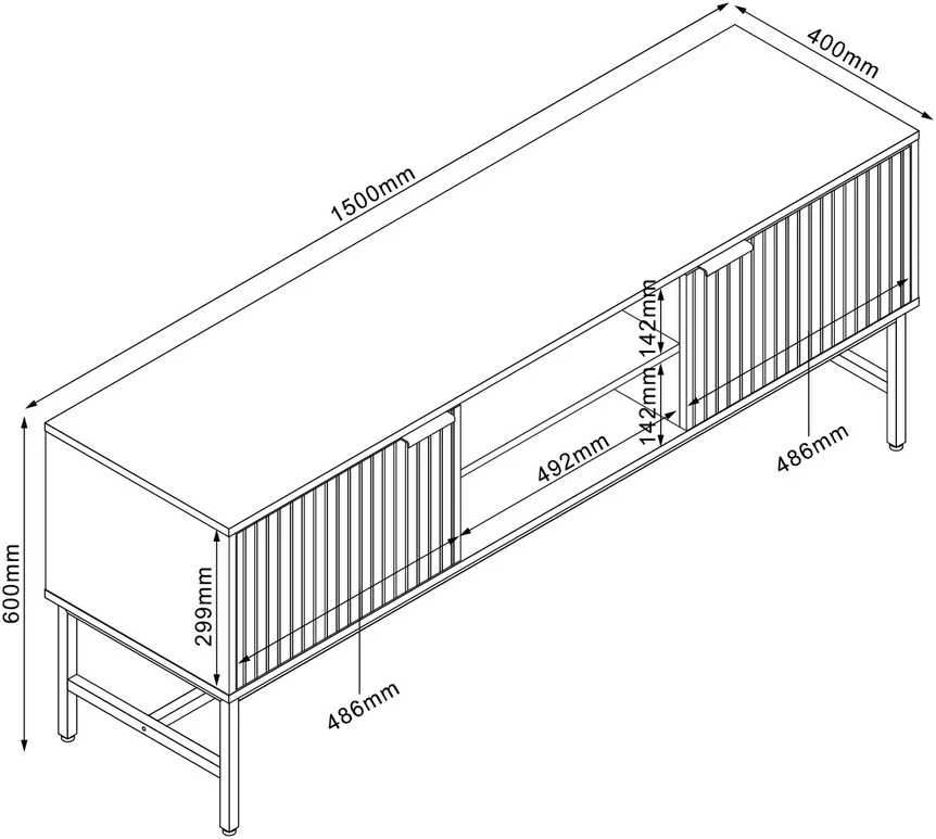 Home4You TV staliukas HELVE 150x40xH60cm, melaminas