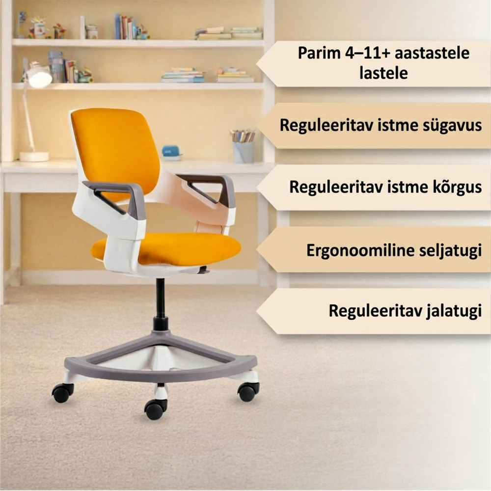 Vaik. kėdė ROOKEE 64x64xH76-93cm pilkas / baltas (Pažeista pakuotė)