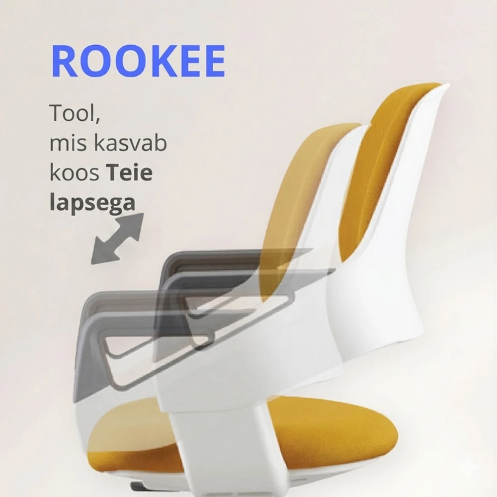 Vaik. kėdė ROOKEE 64x64xH76-93cm pilkas / baltas (Pažeista pakuotė)