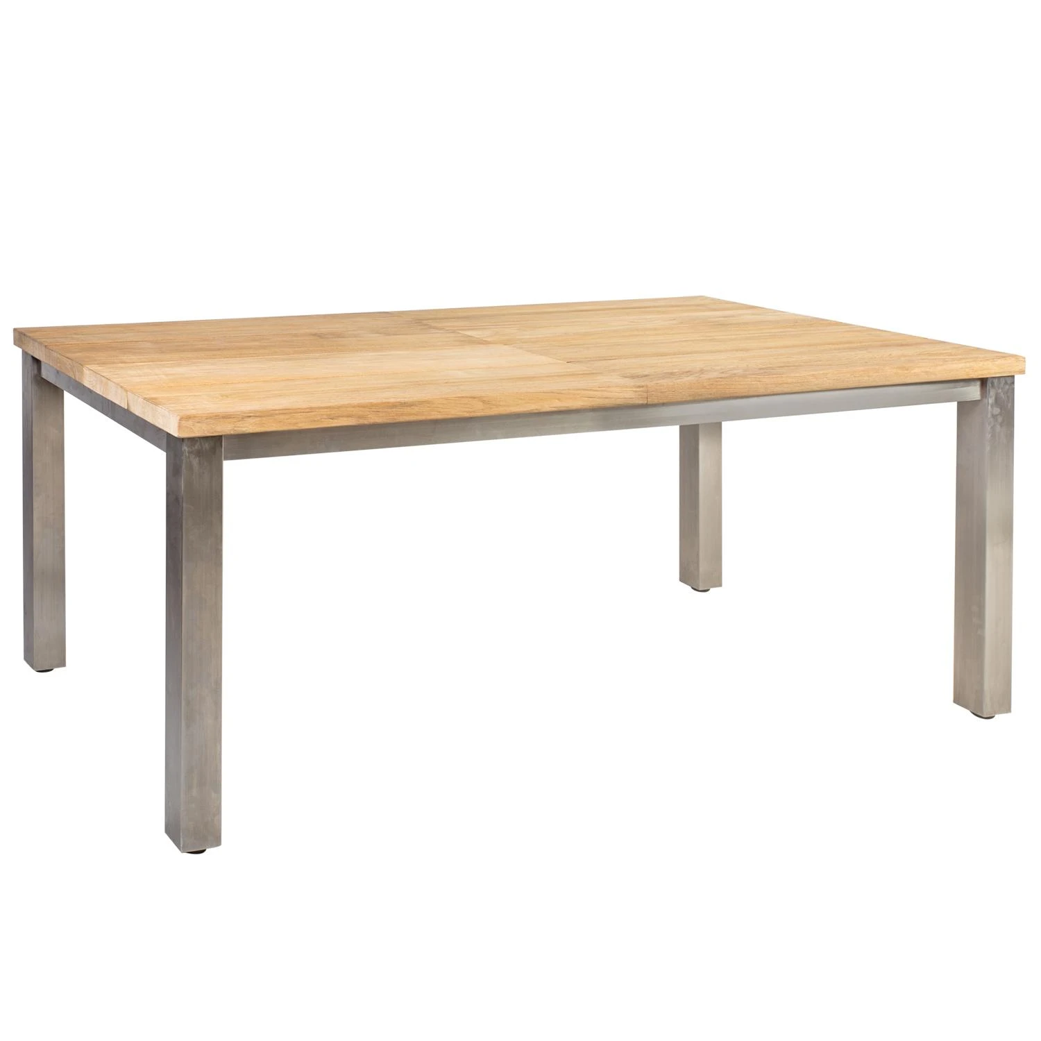 Lauko baldų komplektas Home4You Valgomojo baldų komplektas NAUTICA su 8 kėdėmis (13259), 200 /300x100xH76cm, stalviršis: netašytas tikmedis, nealyvuotas, kojos: nerūdijantis plienas