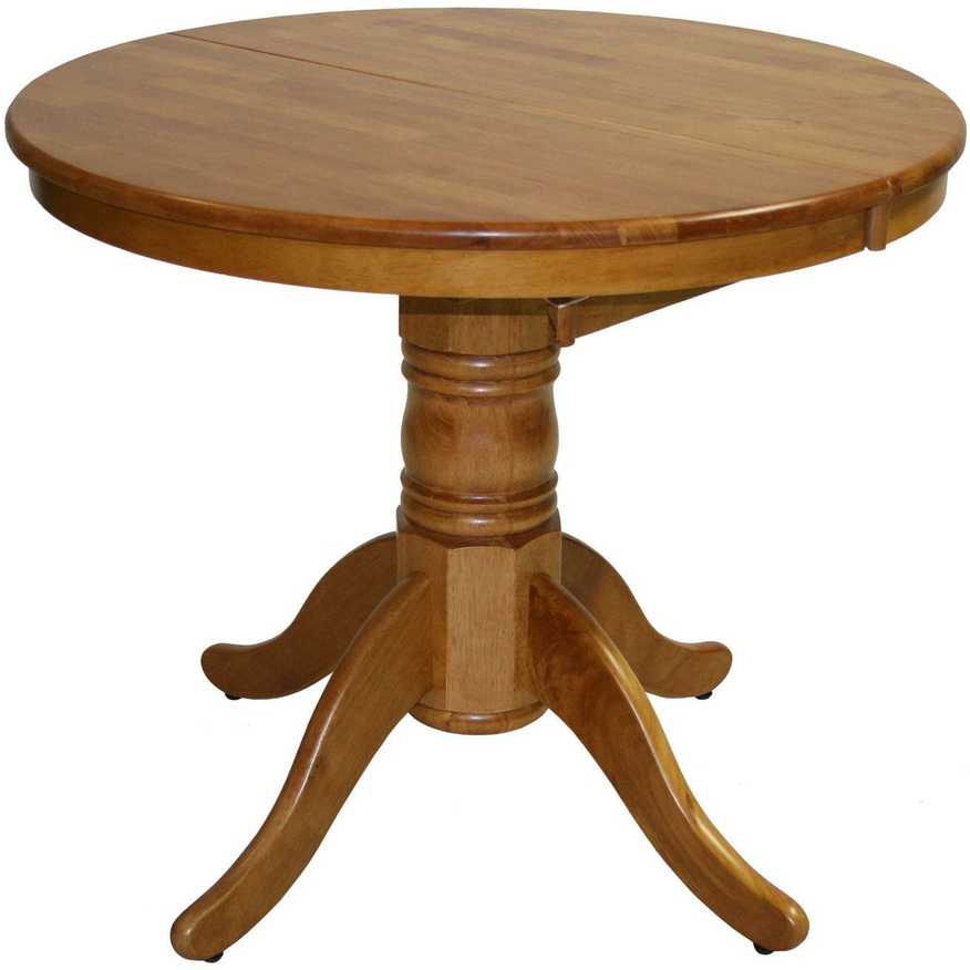 Valgomojo stalas MIX & MATCH D90+30xH74 cm, prailginamas, mediena: kaučiukmedis, spalva: šviesi ąžuolo, apdaila: lakuota