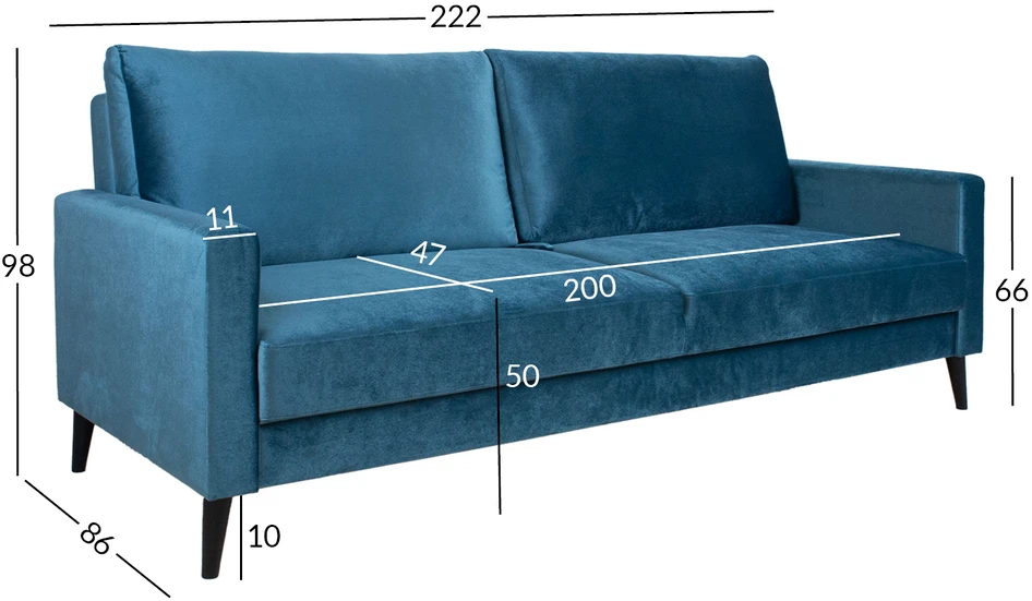 Home4You Sofa-lova ANNA su daiktadėže Melsvai žalias aksomas