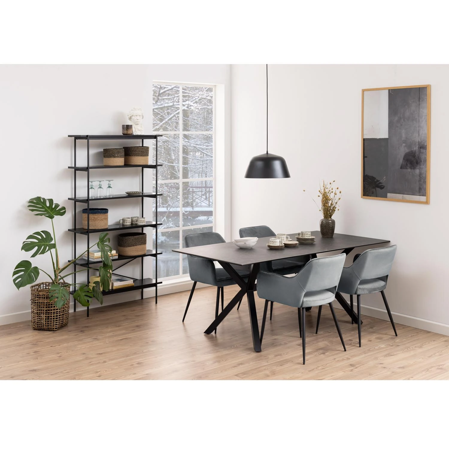Home4You Wall unit ANGUS 94x27xH172cm, juodas