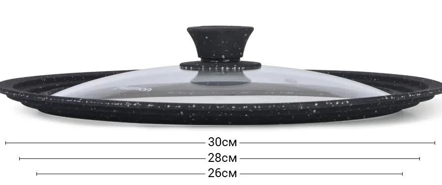 Fissman Dangtis TRIPLEX 26/28/30 cm silikono krastu, tamsiai pilka (stiklas)