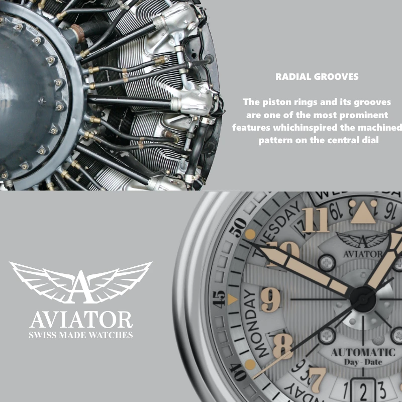 Laikrodis Aviator DOUGLAS DAY-DATE MECA-41 V.3.36.0.286.4