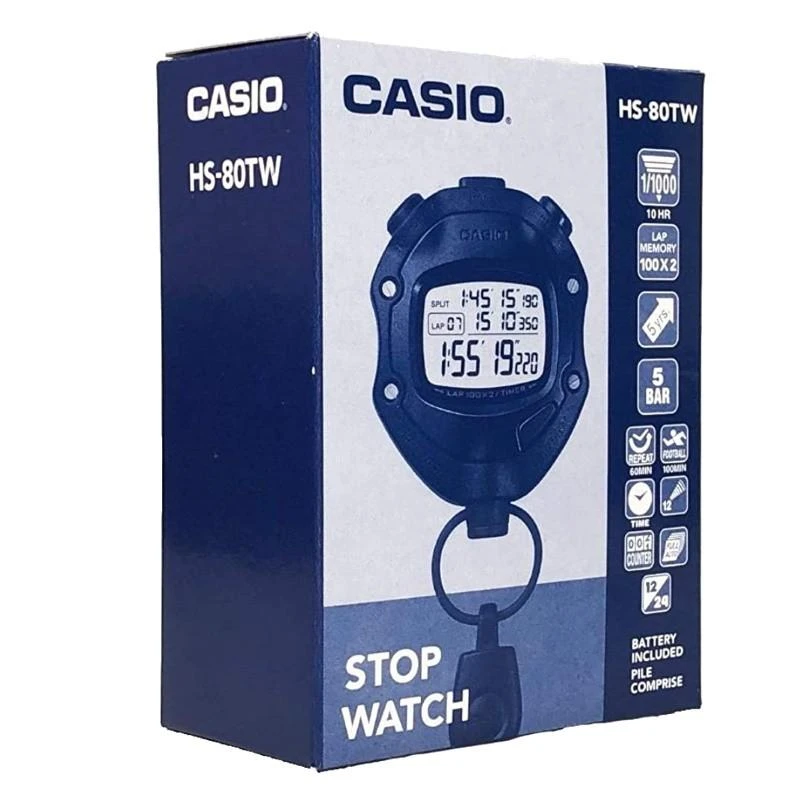 Laikrodis Casio Digital Juodas Stopwatch HS-80TW-1EF