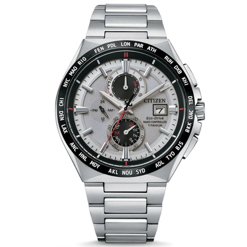 Laikrodis „Citizen Eco-Drive“ radijo bangomis valdomas titano AT8234-85A