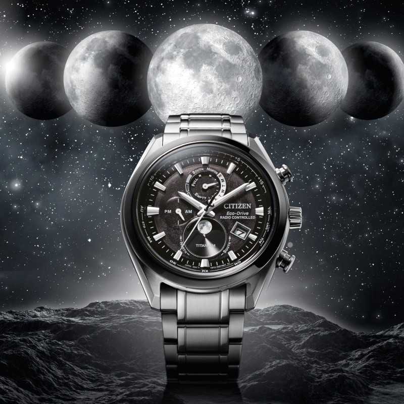 Laikrodis Citizen Eco-Drive Radio Controlled Tsukiyomi Moonphase Super Titanium BY1018-80E