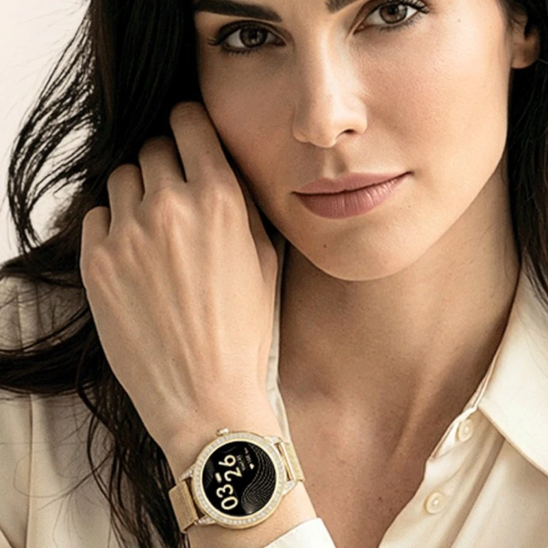 Garett išmanusis laikrodis su lietuvišku meniu Stella Gold Mesh Steel