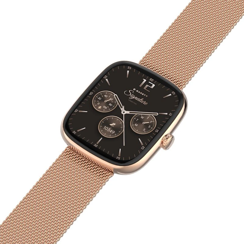 Garett išmanusis laikrodis su lietuvišku meniu Flow Rose Gold Mesh Steel