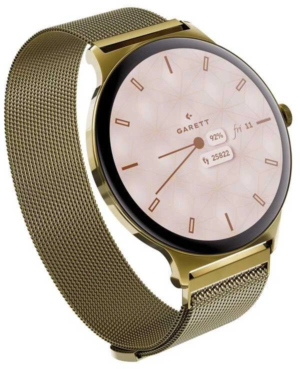 Išmanusis laikrodis su lietuvišku meniu GARETT Verona 2 Glow Gold Mesh steel