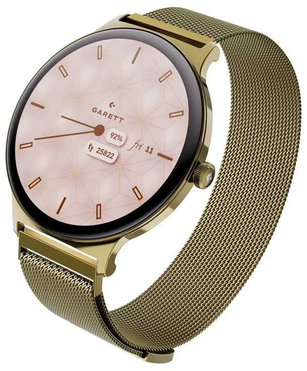Išmanusis laikrodis su lietuvišku meniu GARETT Verona 2 Glow Gold Mesh steel