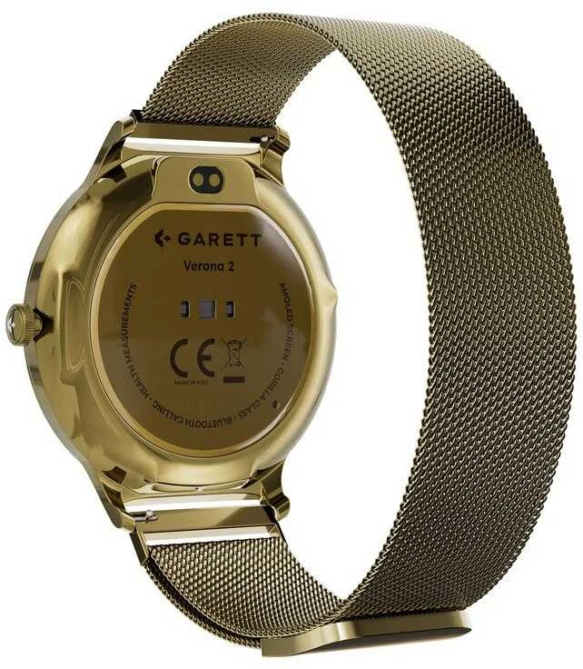 Išmanusis laikrodis su lietuvišku meniu GARETT Verona 2 Glow Gold Mesh steel