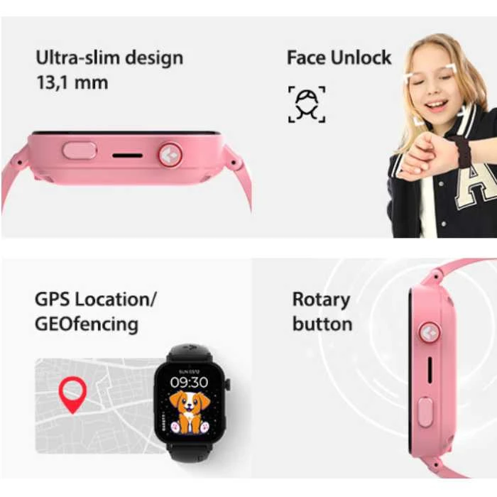 Išmanusis laikrodis vaikams su lietuvišku meniu Garett Kids Rel 4G Rožinė