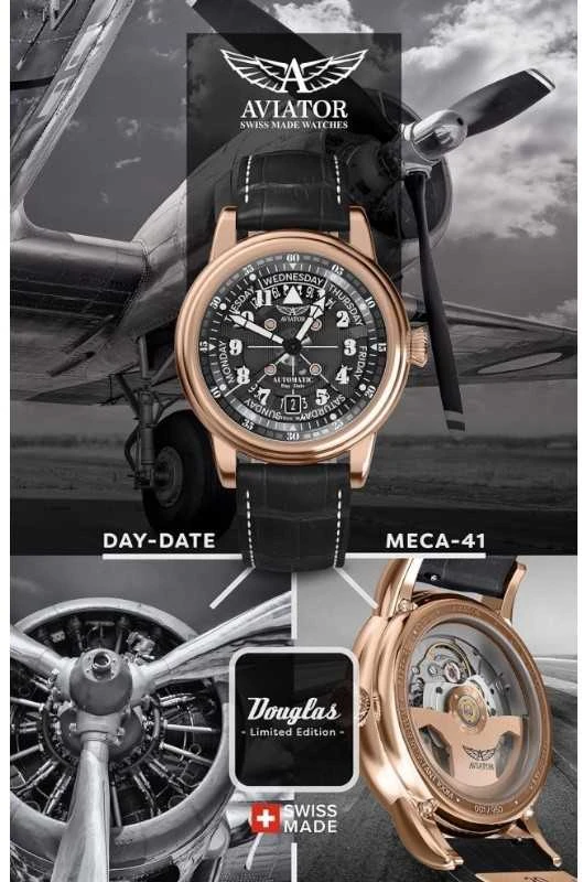 Laikrodis Aviator DOUGLAS DAY-DATE MECA-41 V.3.36.2.285.4