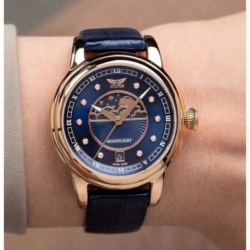 Laikrodis AVIATOR Douglas Moonflight Diamonds Edition V.1.33.2.380.4
