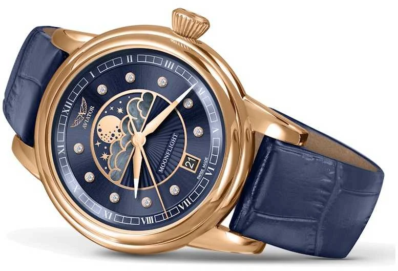 Laikrodis AVIATOR Douglas Moonflight Diamonds Edition V.1.33.2.380.4