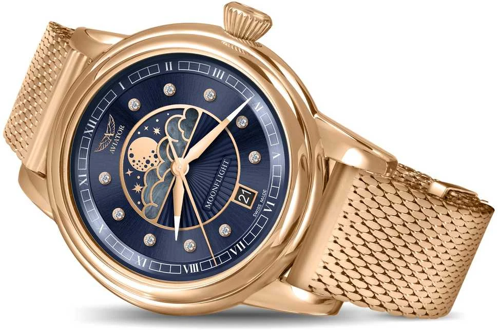 Laikrodis AVIATOR Douglas Moonflight Diamonds Edition V.1.33.2.380.5