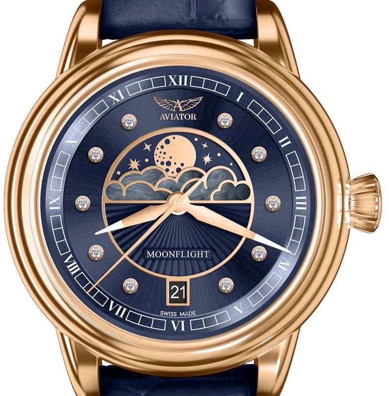 Laikrodis AVIATOR Douglas Moonflight Diamonds Edition V.1.33.2.380.4