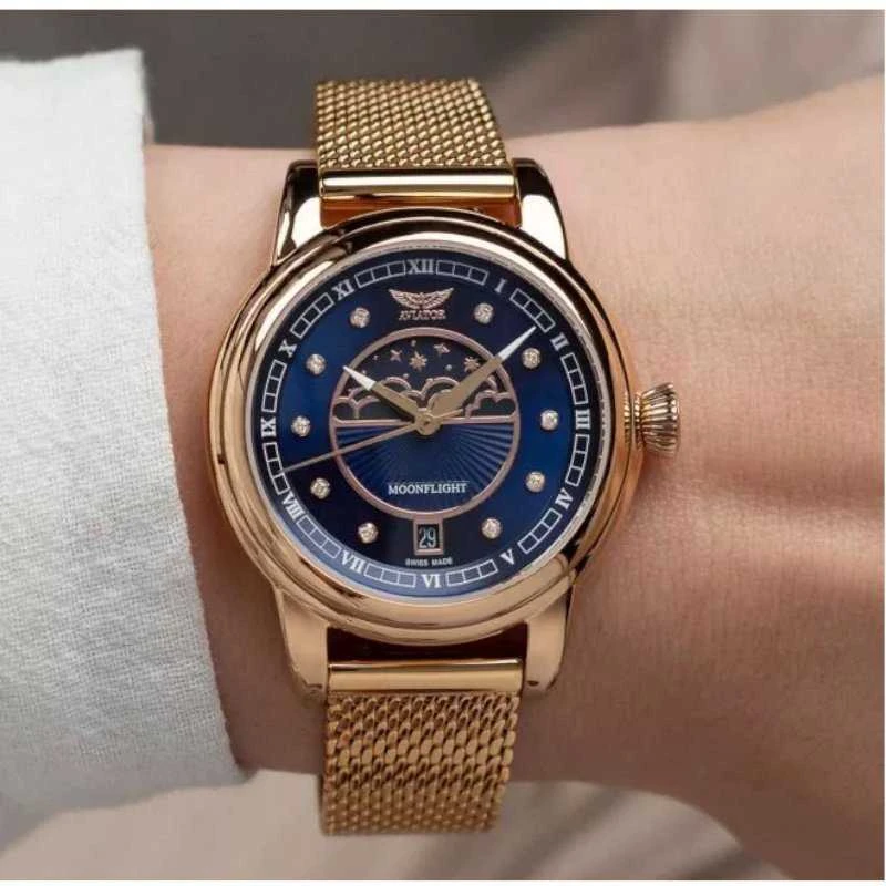 Laikrodis AVIATOR Douglas Moonflight Diamonds Edition V.1.33.2.380.5