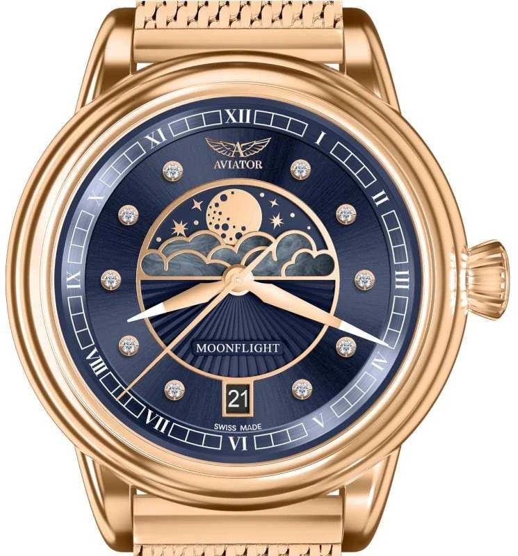 Laikrodis AVIATOR Douglas Moonflight Diamonds Edition V.1.33.2.380.5