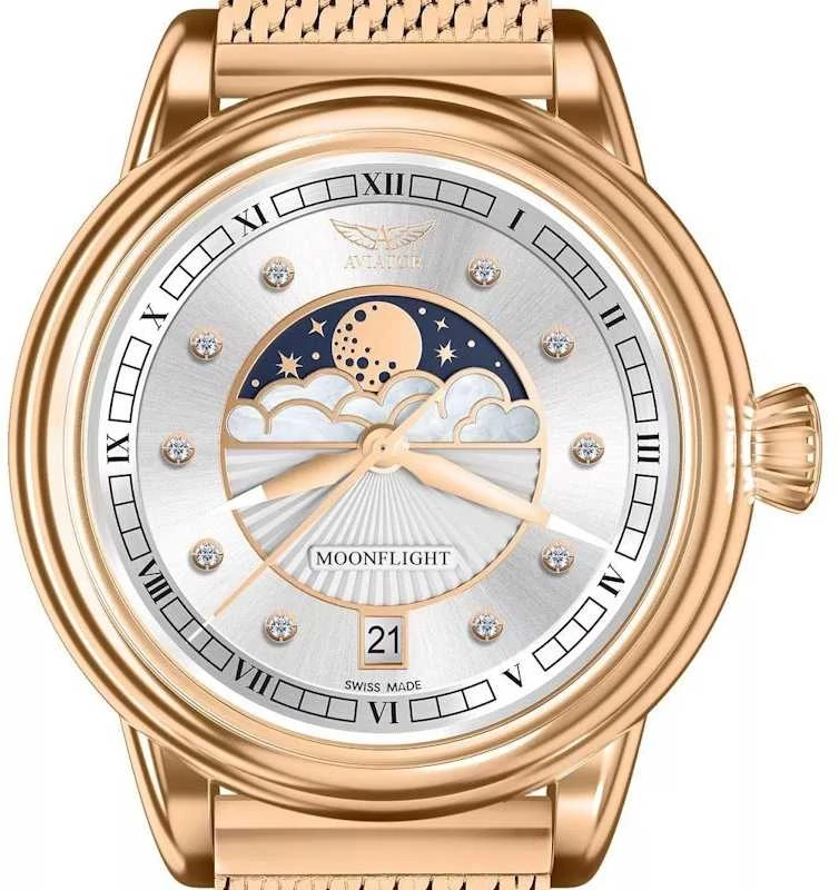Laikrodis AVIATOR Douglas Moonflight Diamonds Edition V.1.33.2.380.5