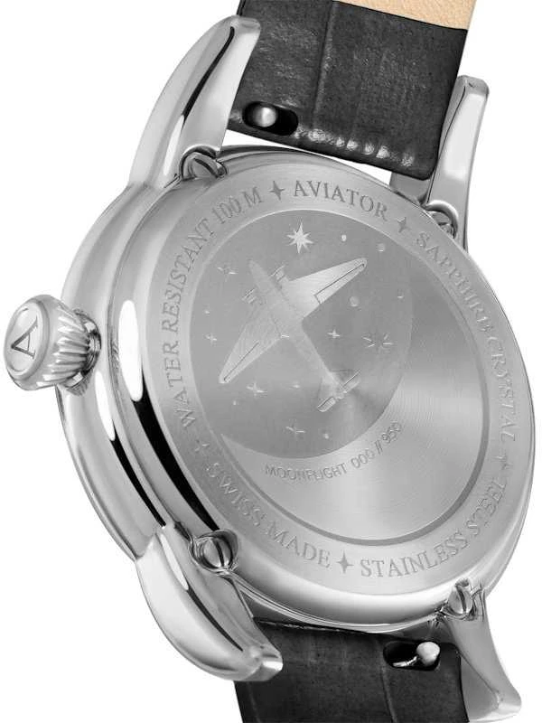 Laikrodis AVIATOR Douglas Moonflight Sidabrinis Diamonds Edition V.1.33.0.381.4
