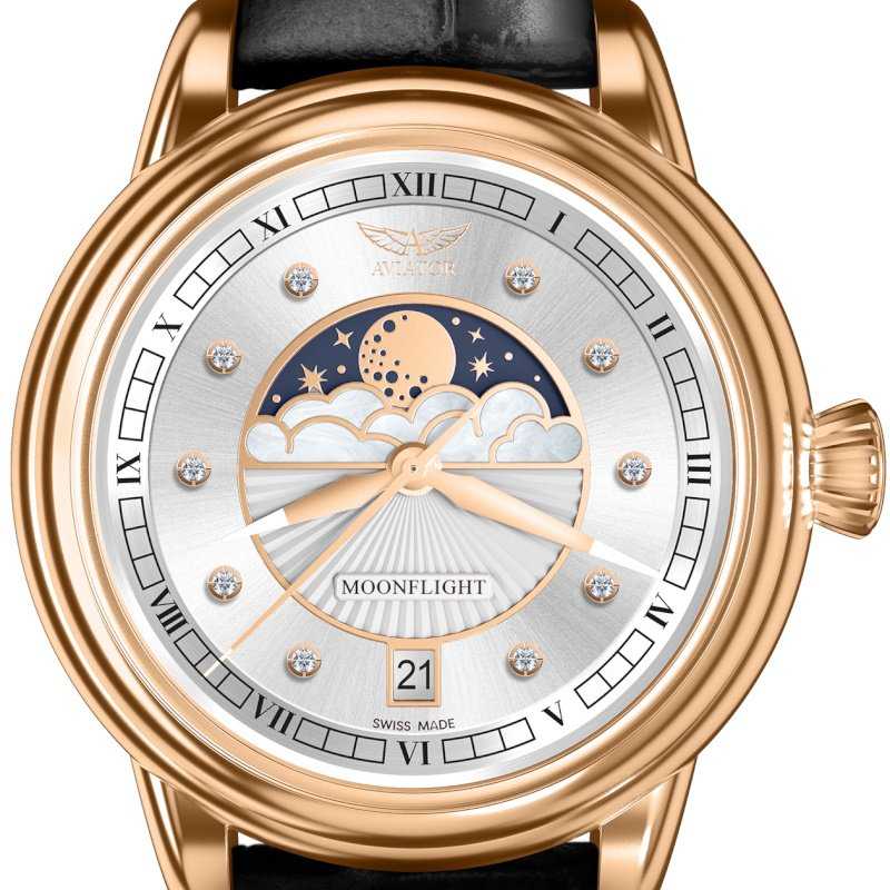 Laikrodis AVIATOR Douglas Moonflight Diamonds Edition V.1.33.2.382.4