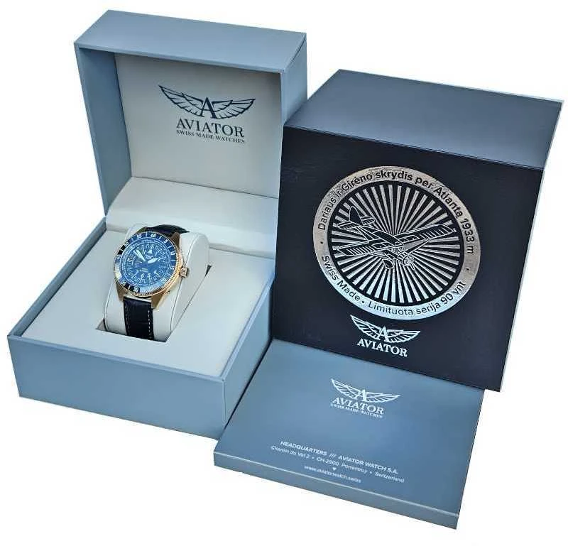 Laikrodis Aviator GMT Darius ir Girėnas. Skrydis per Atlantą V.1.37.2.292.4