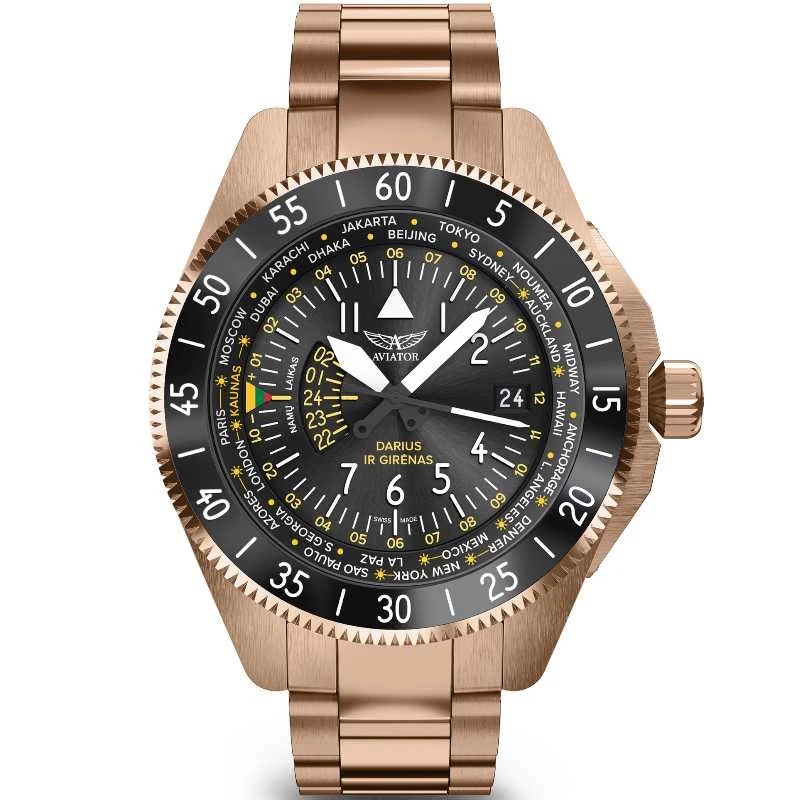 Laikrodis Aviator GMT Darius ir Girėnas. Skrydis per Atlantą V.1.37.2.292.5.4
