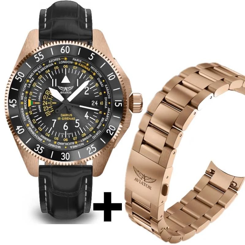 Laikrodis Aviator GMT Darius ir Girėnas. Skrydis per Atlantą V.1.37.2.292.5.4