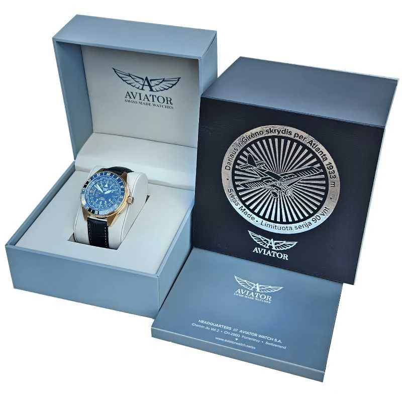 Laikrodis Aviator GMT Darius ir Girėnas. Skrydis per Atlantą V.1.37.2.292.5.4