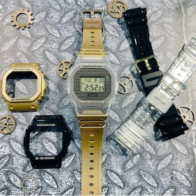 Laikrodis Casio G-SHOCK ORIGINAL DWE-5600HG-1ER CARBON CORE GUARD GOLD CHAIN