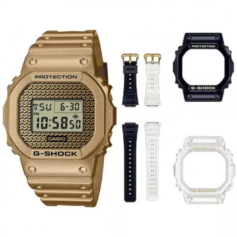 Laikrodis Casio G-SHOCK ORIGINAL DWE-5600HG-1ER CARBON CORE GUARD GOLD CHAIN