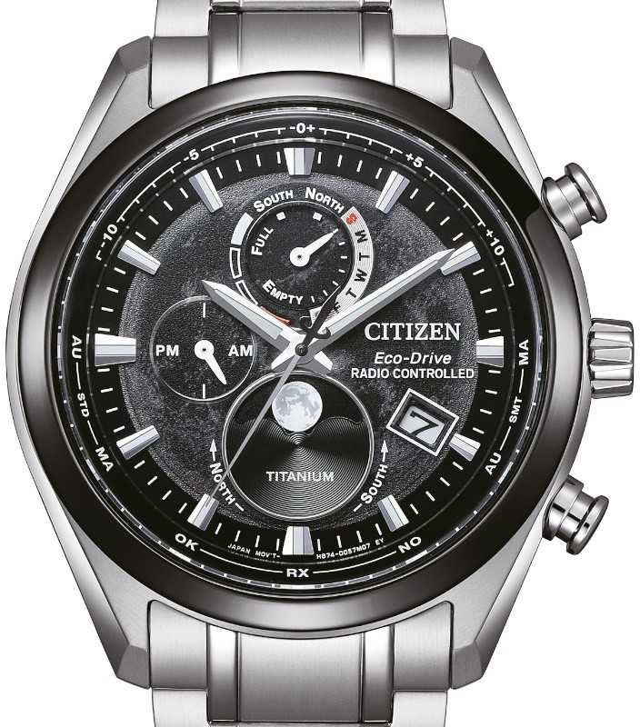 Laikrodis Citizen Eco-Drive Radio Controlled Tsukiyomi Moonphase Super Titanium BY1018-80E