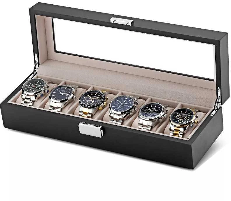 Laikrodis Julman Laikrodžio saugojimo dėžutė Juodas wood / Velour 6