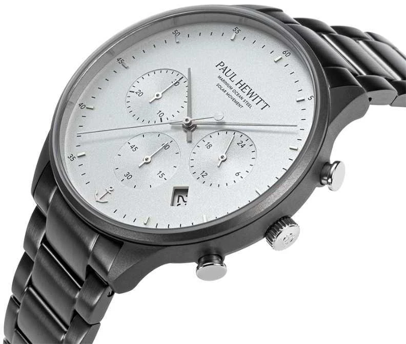 Laikrodis Paul Hewitt Solar Chrono Gun Metal Baltas PH-W-0298