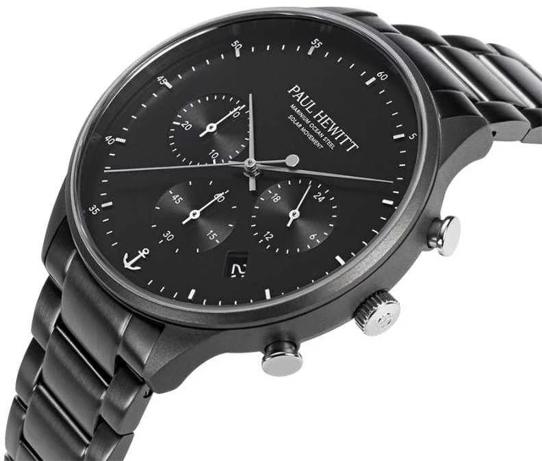 Laikrodis Paul Hewitt Solar Chrono Gun Metal Juodas PH-W-0297