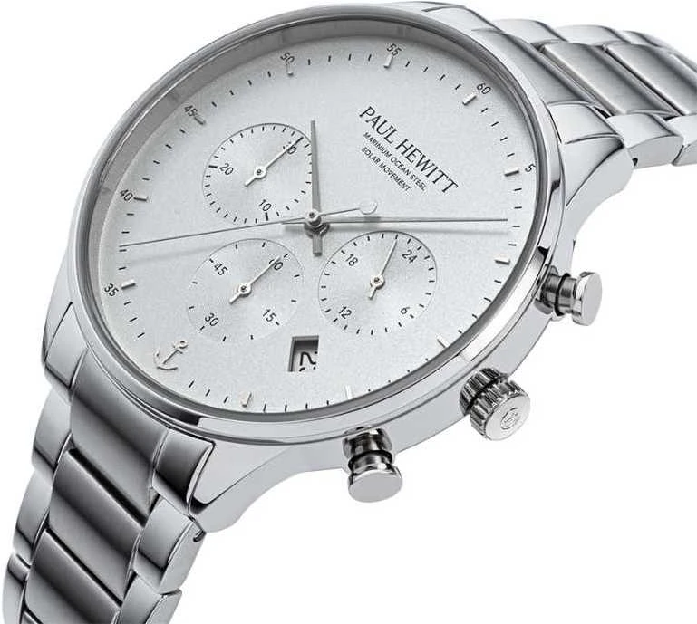 Laikrodis Paul Hewitt Solar Chrono Sidabrinis Baltas PH-W-0302