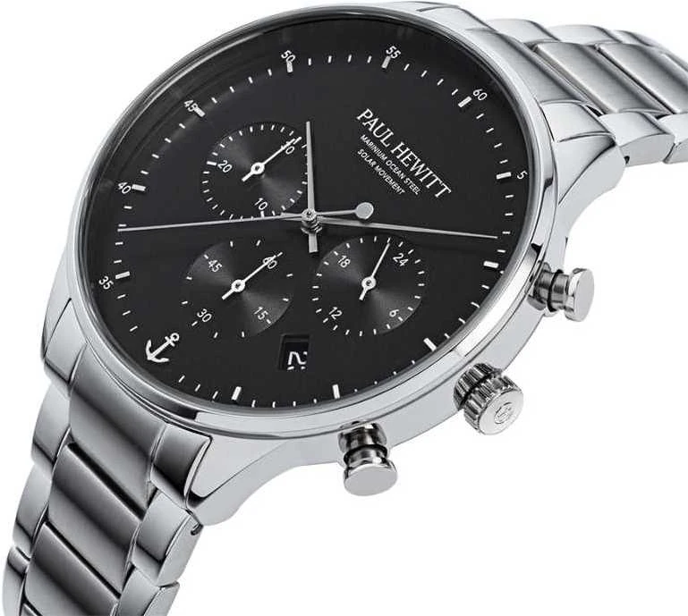 Laikrodis Paul Hewitt Solar Chrono Sidabrinis Juodas PH-W-0301